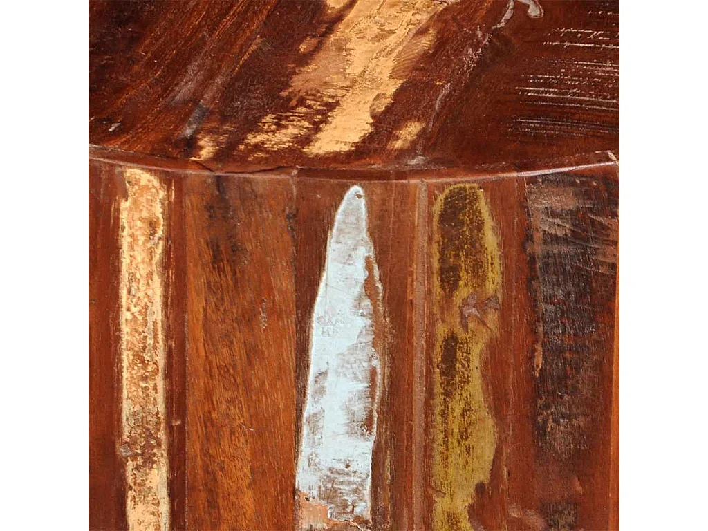 Tavolino da Salotto in Legno Massello di Recupero Rotondo