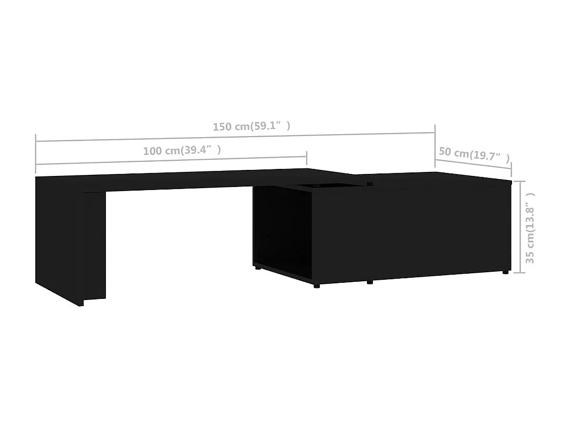 Table basse Noir 150x50x35 cm Bois d'ingénierie