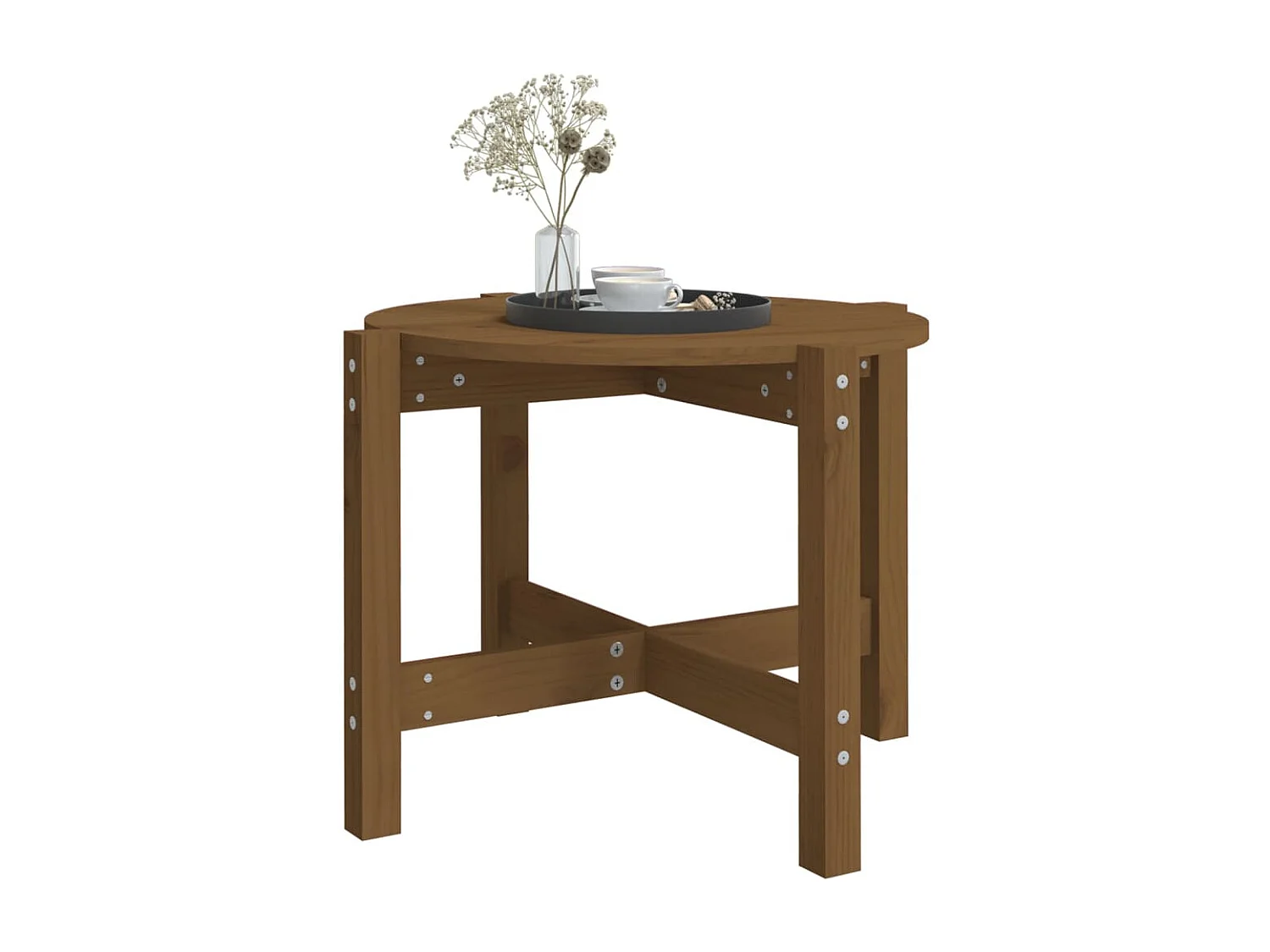 Table basse Marron miel Ø 62,5x45 cm Bois massif de pin