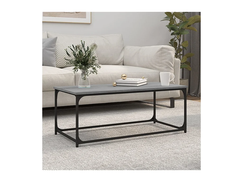 Table basse Sonoma gris 102x50x40 cm Bois d'ingénierie et fer