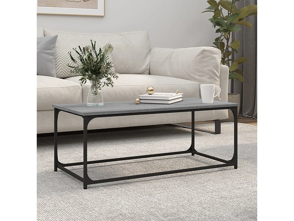 Couchtisch Grau Sonoma 102x50x40 cm Holzwerkstoff und Eisen