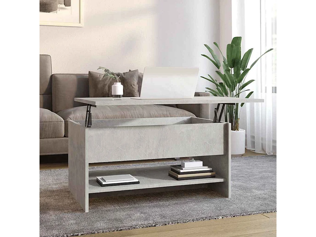 Tavolino da Salotto Grigio Cemento 80x50x40cm Legno Multistrato