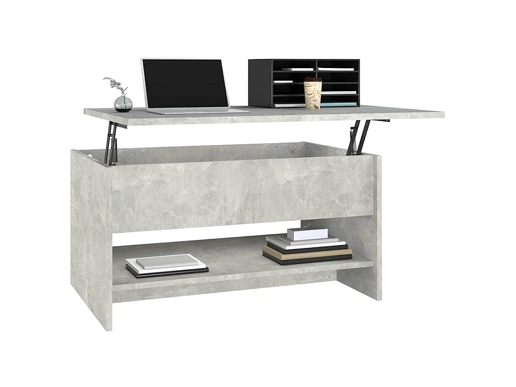 Mesa de centro madera contrachapada gris hormigón 80x50x40 cm