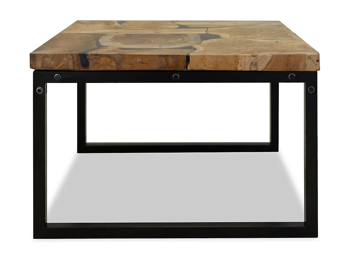 Tavolino da Salotto in Legno di Teak e Resina 60x60x40 cm
