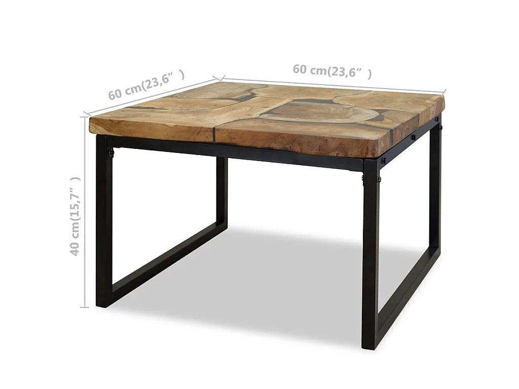 Table basse Teck Résine 60x60x40 cm