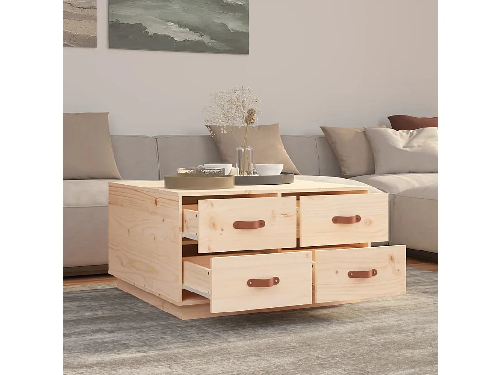 Couchtisch 80x80x45 cm Massivholz Kiefer