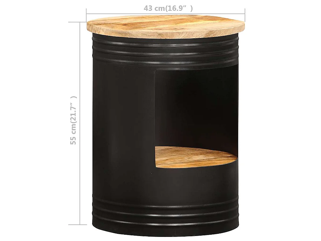 Mesa de centro 43x55 cm madeira de mangueira maciça