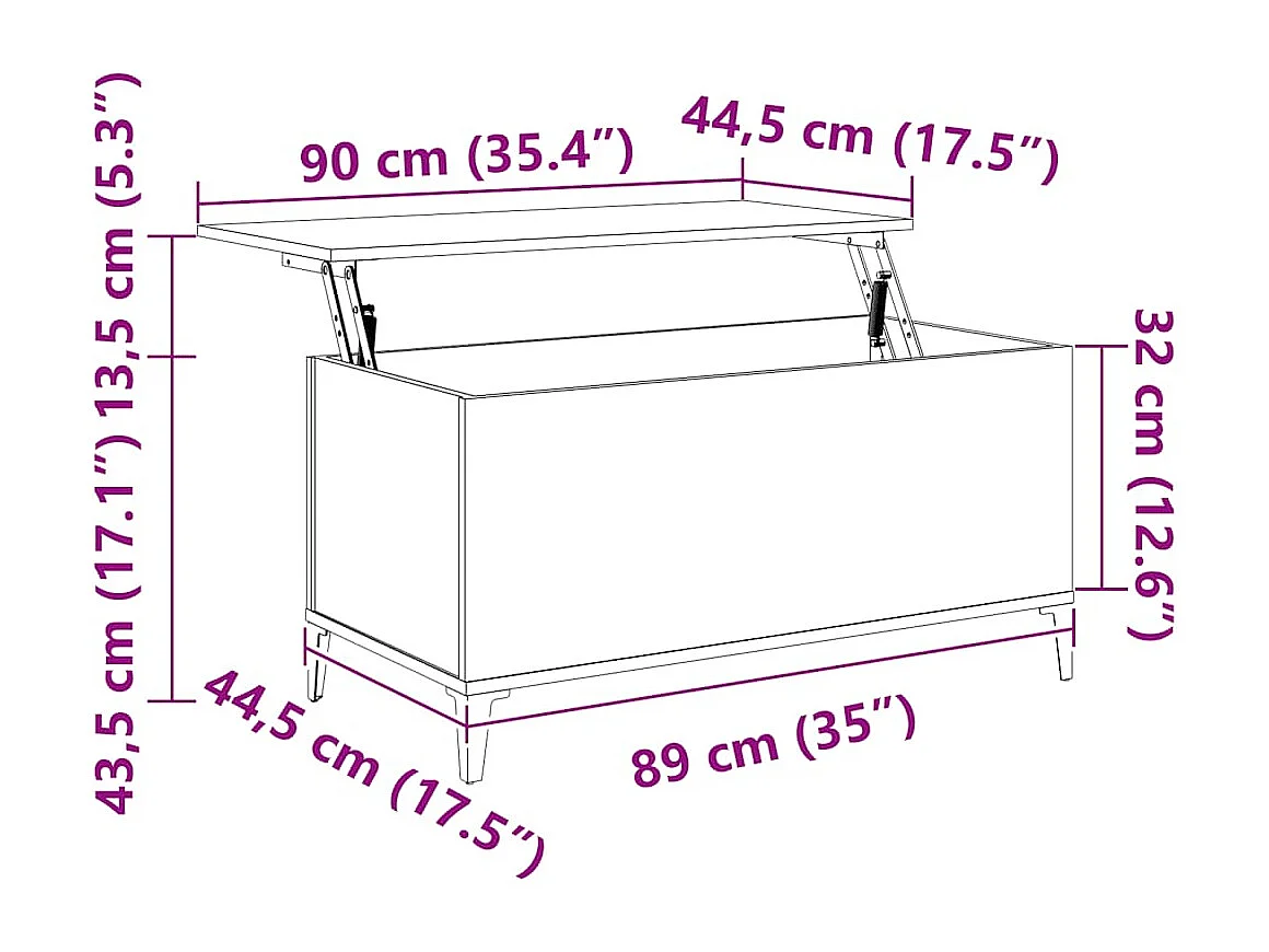 Table basse Blanc 90x44,5x45 cm Bois d'ingénierie