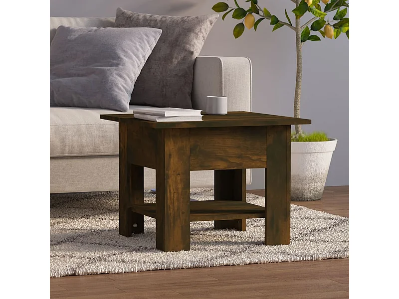 Table basse chêne fumé 55x55x42 cm bois d'ingénierie