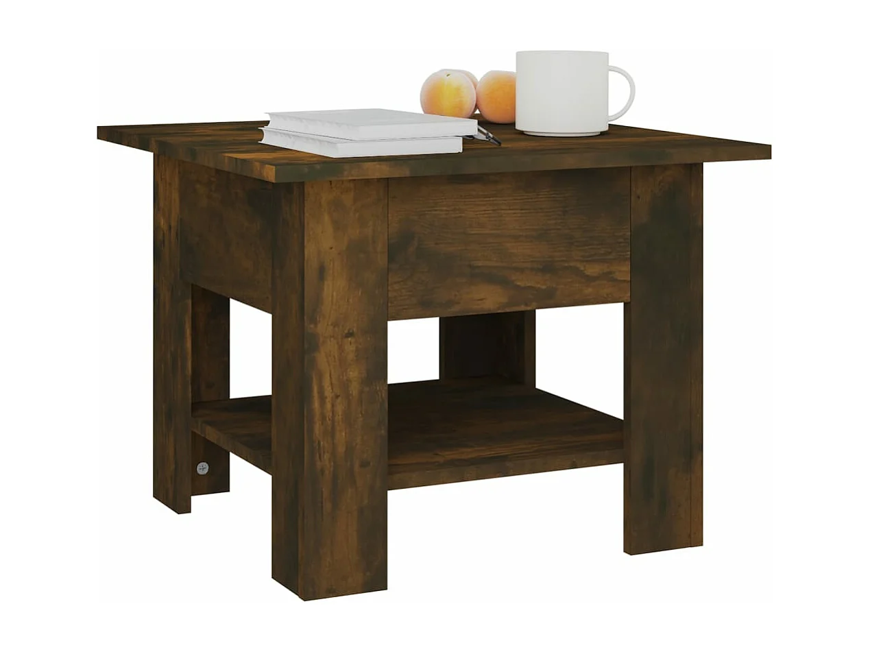 Table basse chêne fumé 55x55x42 cm bois d'ingénierie