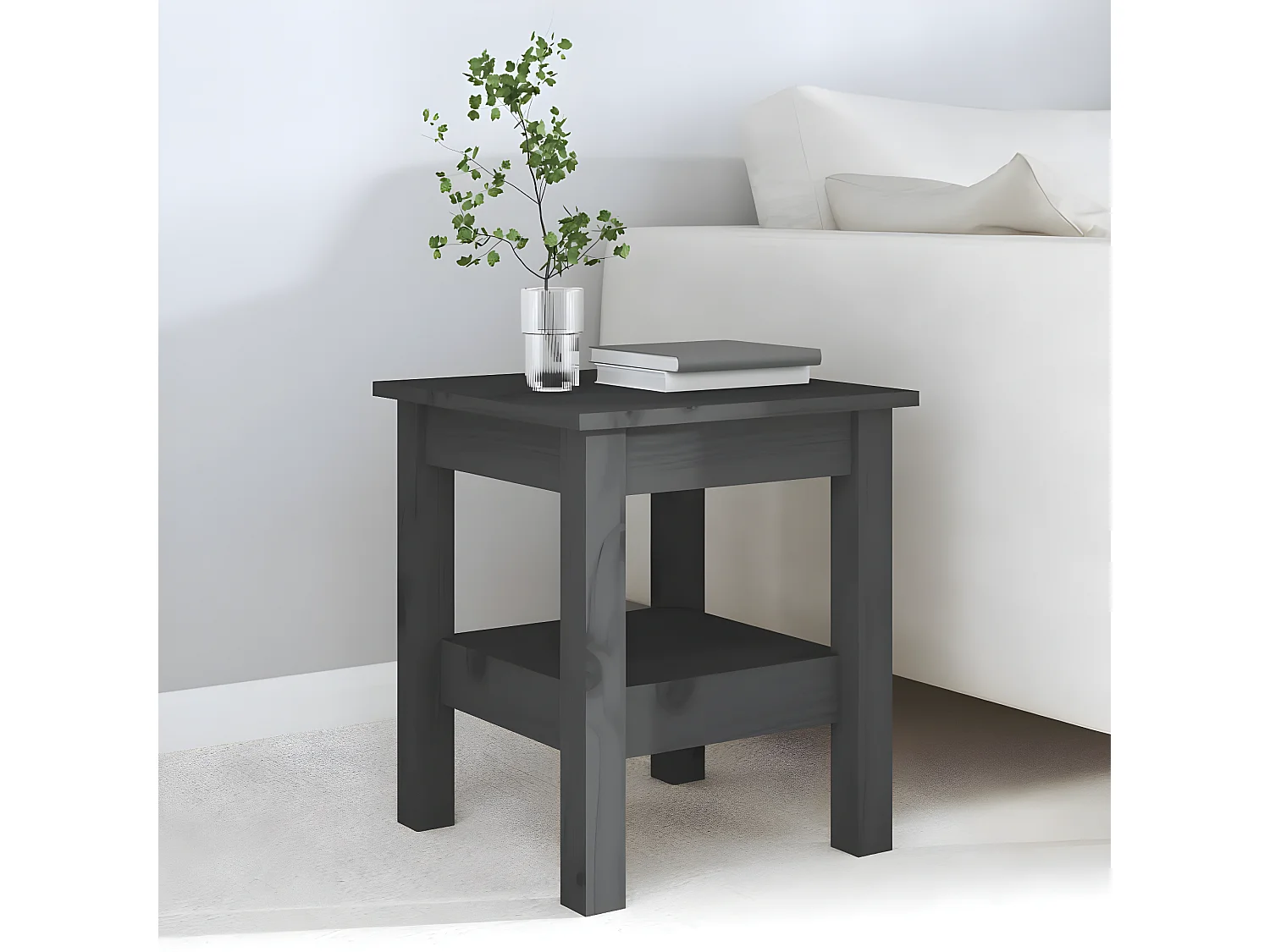 Table basse Gris 35x35x40 cm Bois massif de pin