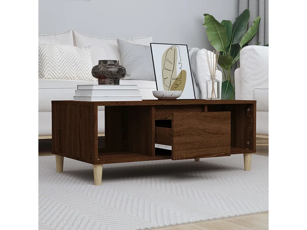Tavolino da Salotto Rovere Marrone 90x50x36,5 cm in Multistrato