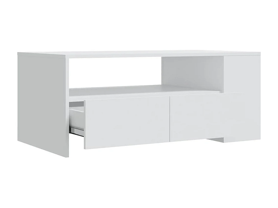 Table basse blanc 102x55x42 cm bois d'ingénierie