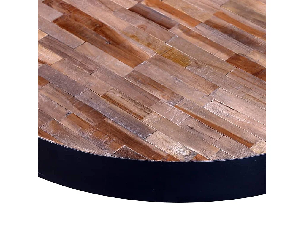 Tavolino da Salotto Rotondo in Legno di Recupero di Teak