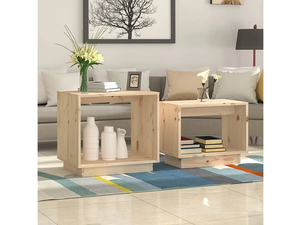 Tables basses gigognes 2 pcs Bois de pin massif