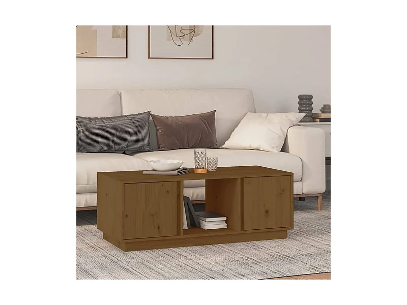 Table basse Marron miel 110x50x40 cm Bois massif de pin