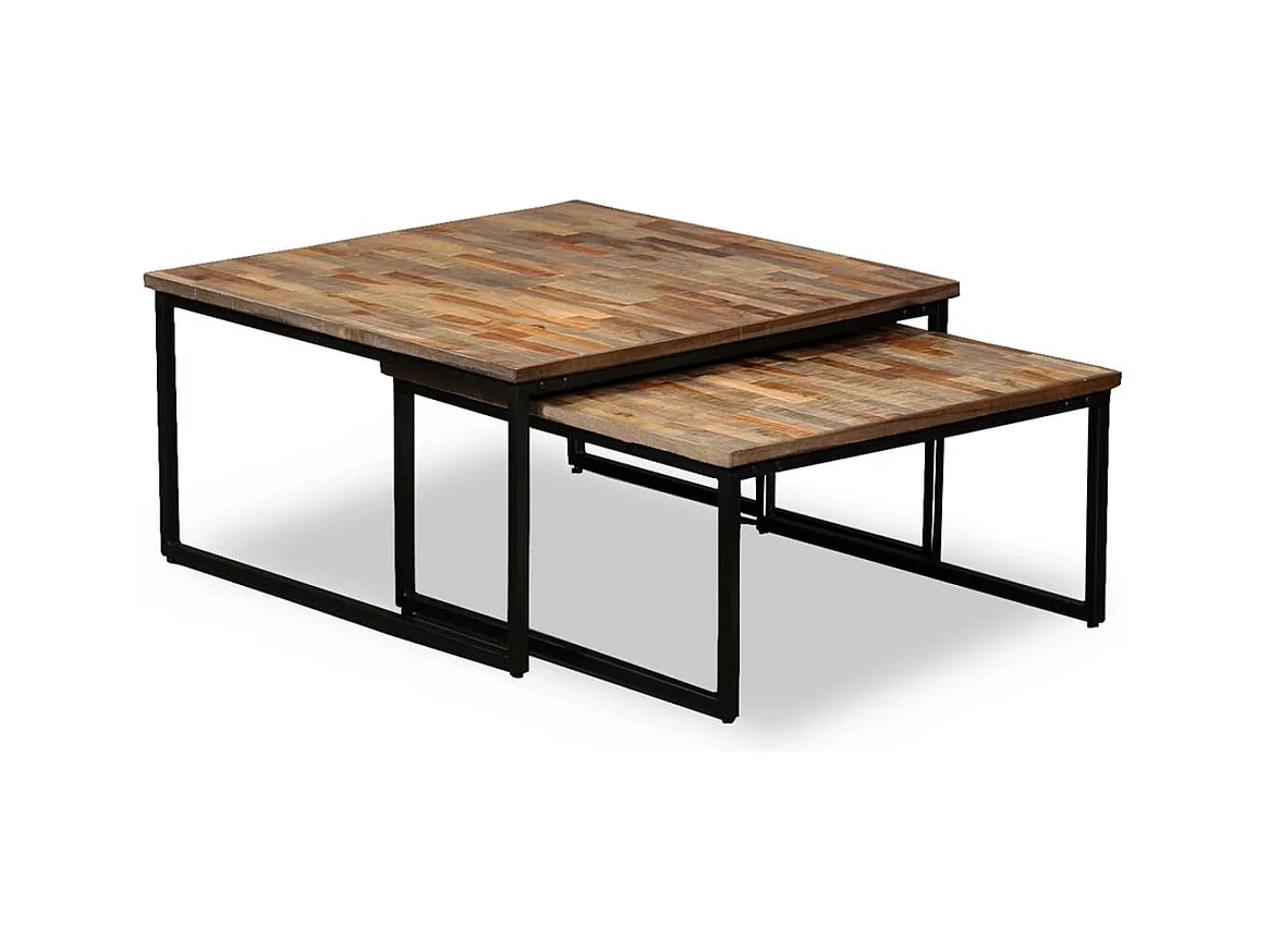 Satztisch Couchtisch-Set 2-tlg. Recyceltes Teak Massiv