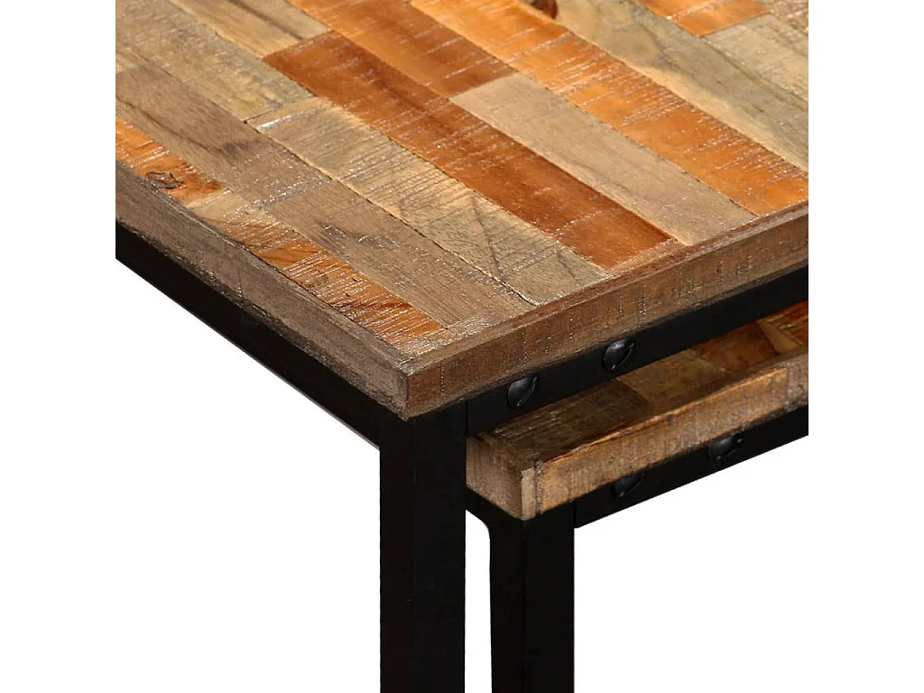 Ensemble de table basse gigogne 2 pcs Teck massif récupération