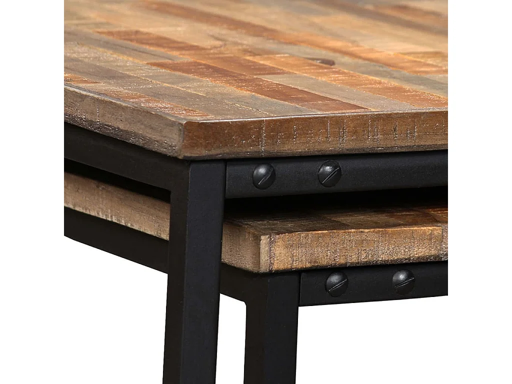 Ensemble de table basse gigogne 2 pcs Teck massif récupération