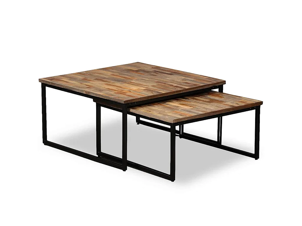 Ensemble de table basse gigogne 2 pcs Teck massif récupération