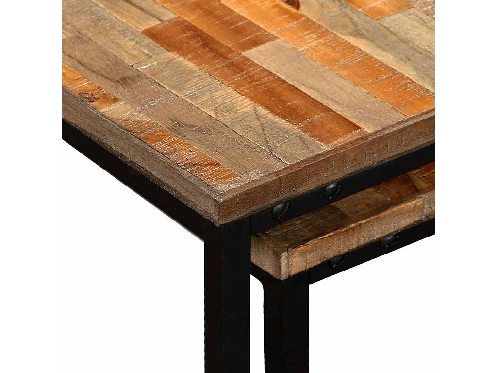 Ensemble de table basse gigogne 2 pcs Teck massif récupération
