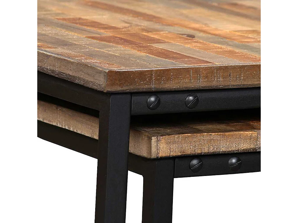 Ensemble de table basse gigogne 2 pcs Teck massif récupération