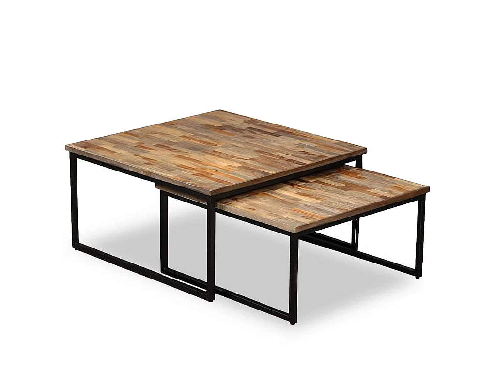 Ensemble de table basse gigogne 2 pcs Teck massif récupération