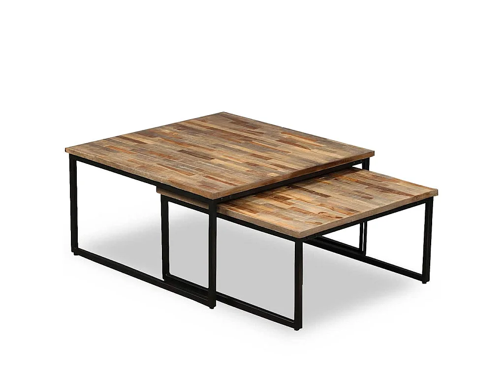 Ensemble de table basse gigogne 2 pcs Teck massif récupération