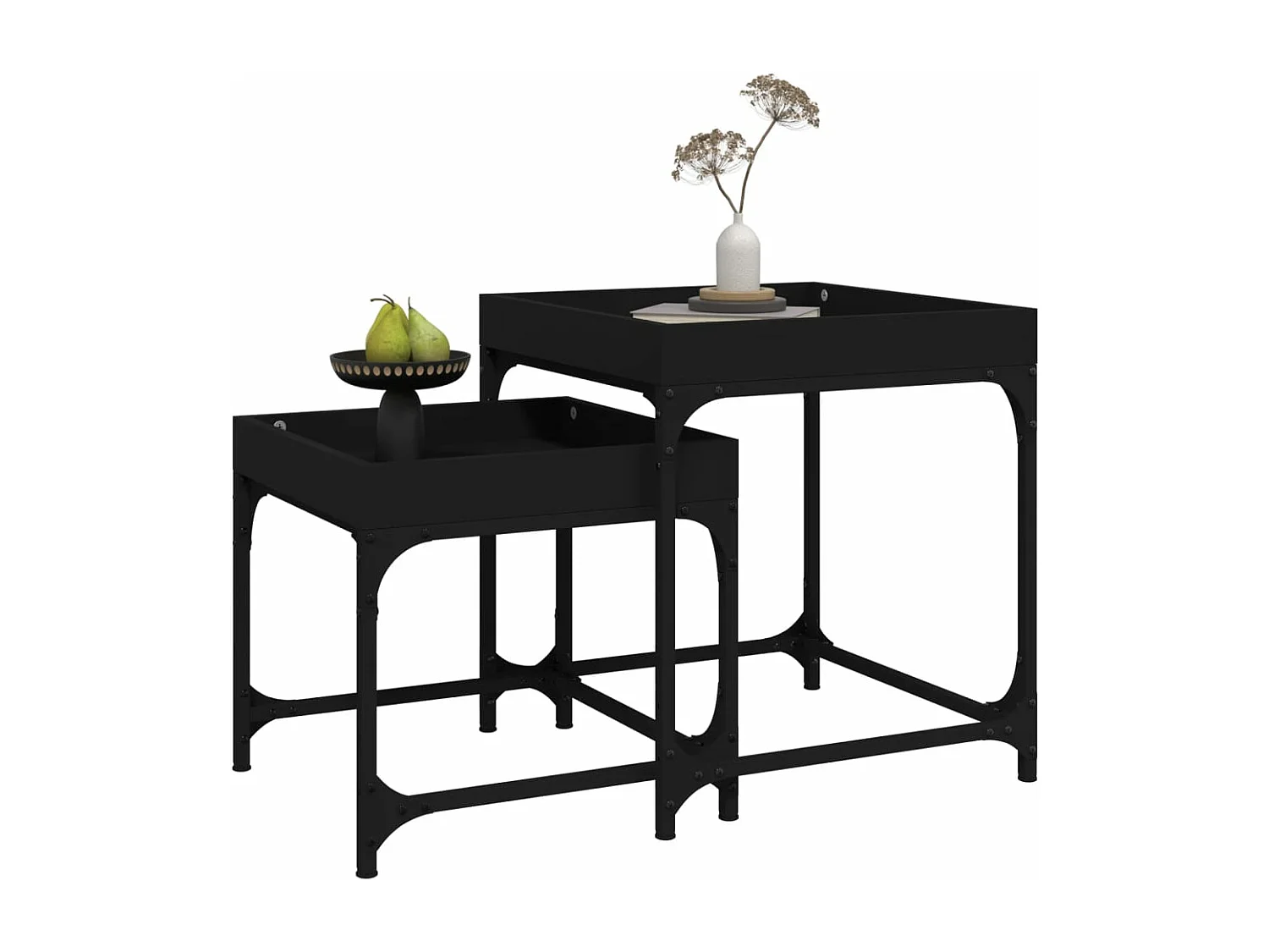 Beistelltische 2 Stk. Schwarz Holzwerkstoff