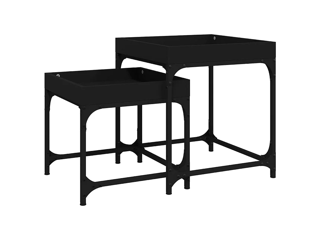 Tables d'appoint 2 pcs Noir Bois d'ingénierie