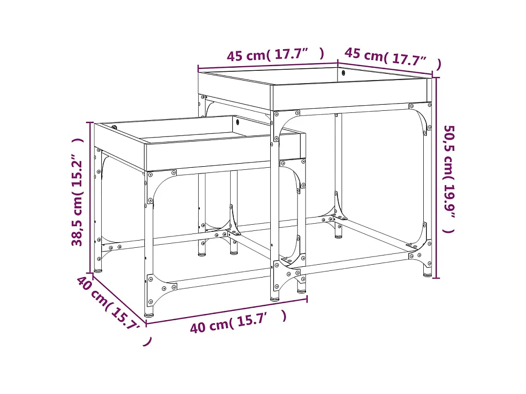 Tables d'appoint 2 pcs Noir Bois d'ingénierie