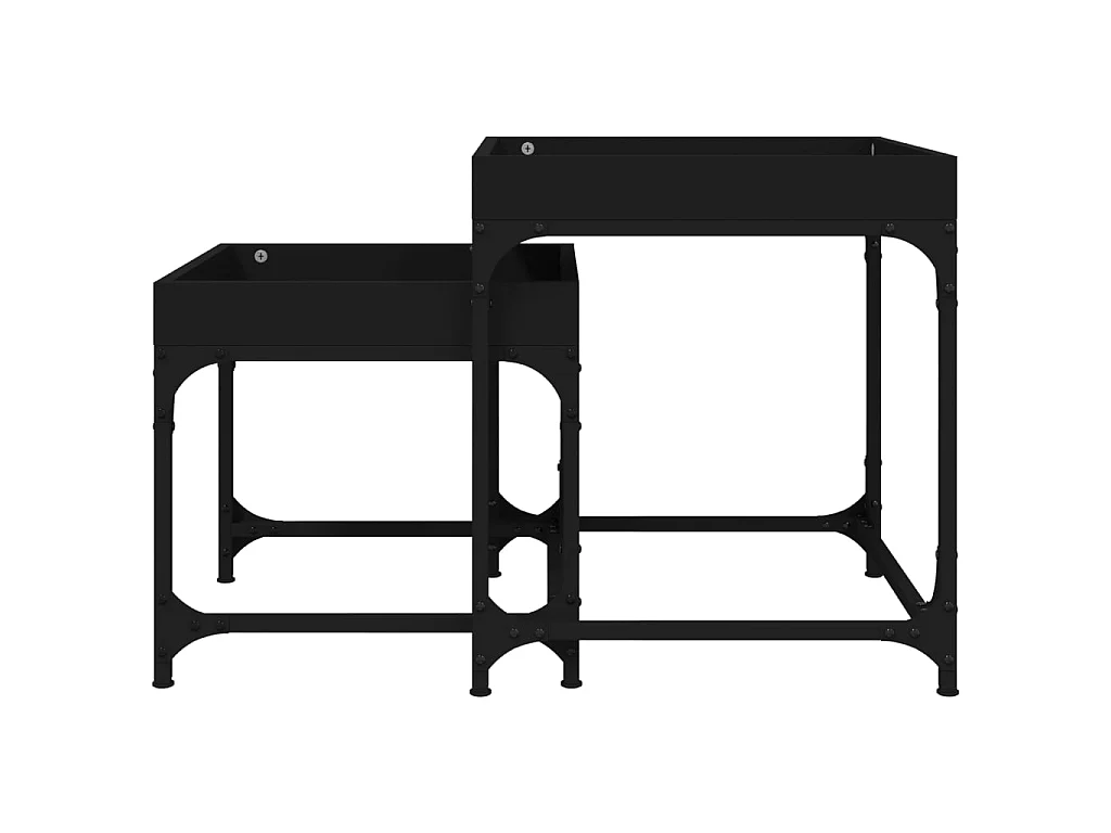 Tables d'appoint 2 pcs Noir Bois d'ingénierie