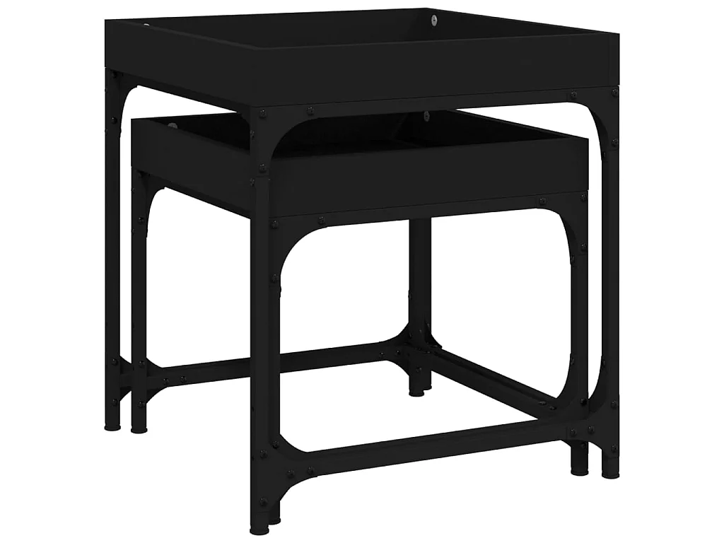 Tables d'appoint 2 pcs Noir Bois d'ingénierie