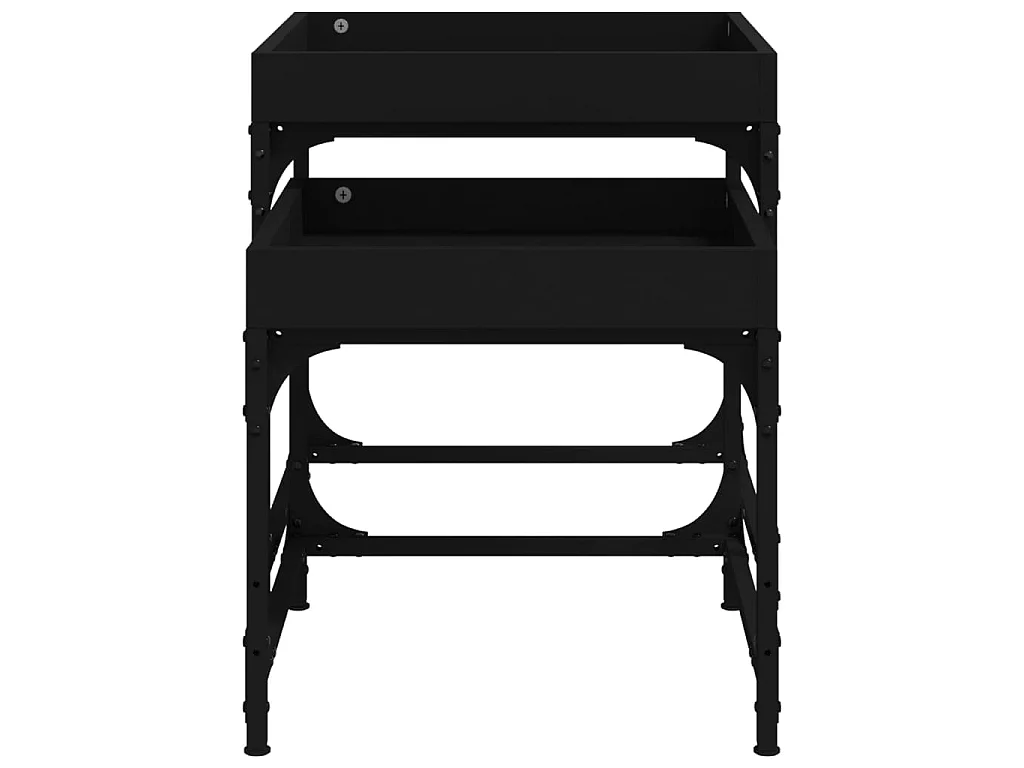 Tables d'appoint 2 pcs Noir Bois d'ingénierie