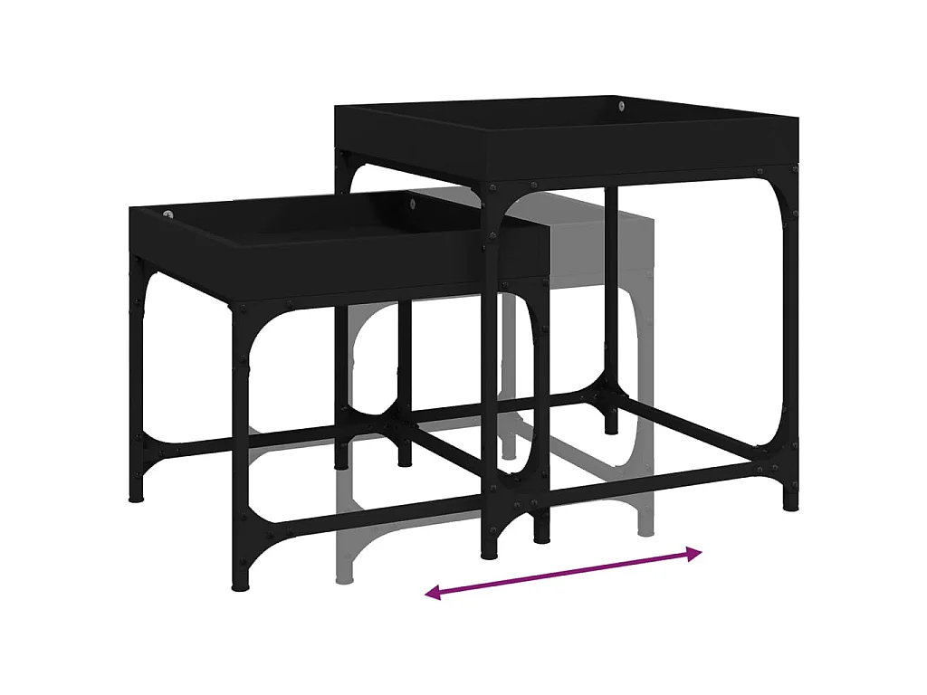 Tables d'appoint 2 pcs Noir Bois d'ingénierie