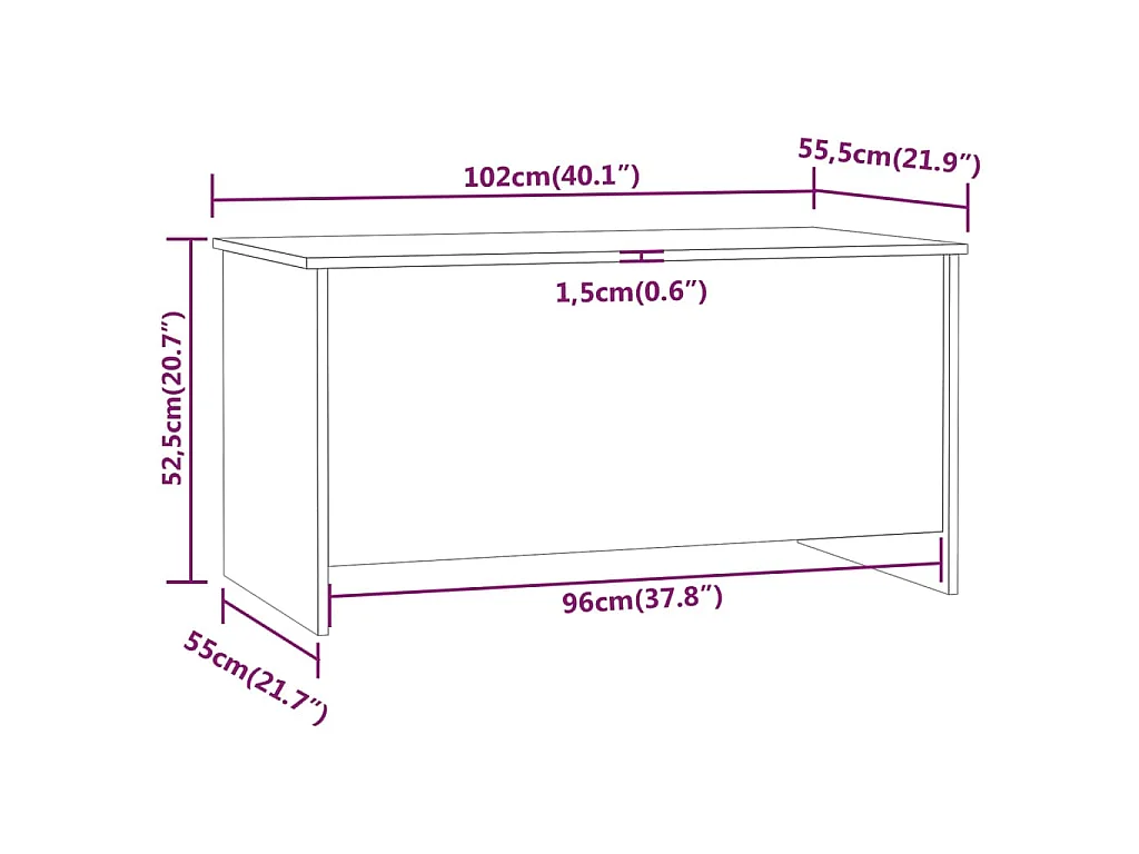 Salontafel 102x55,5x52,5 cm bewerkt hout betongrijs