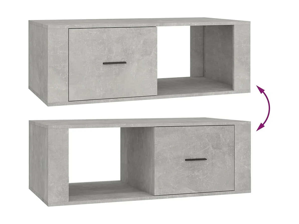 Mesa de centro madera contrachapada gris hormigón 100x50,5x35cm