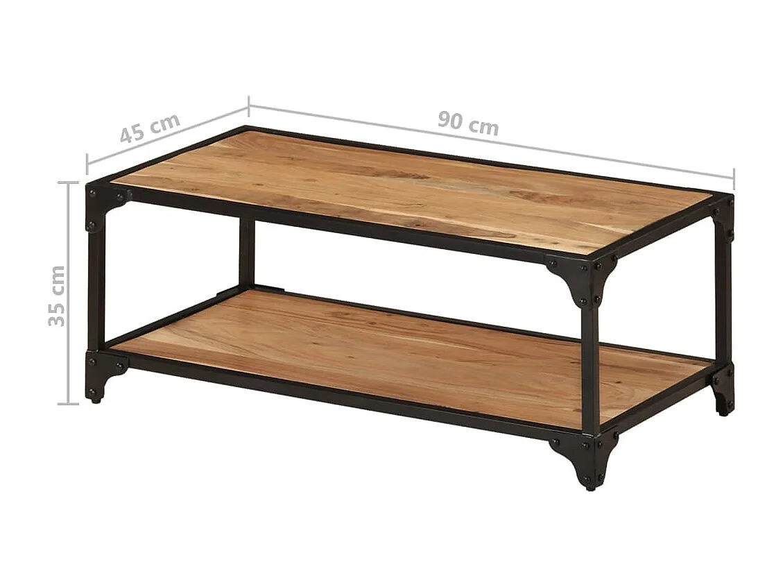 Tavolino da Salotto 90x45x35 cm in Legno Massello di Acacia