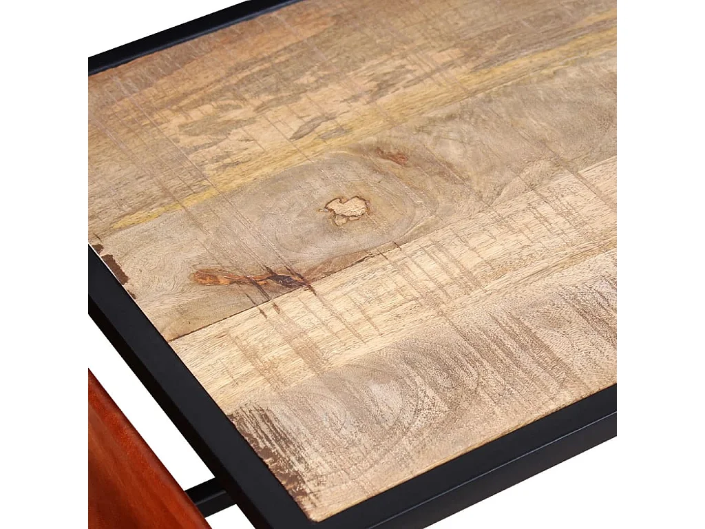 Table basse avec porte-revues Cuir véritable 110x50x45 cm