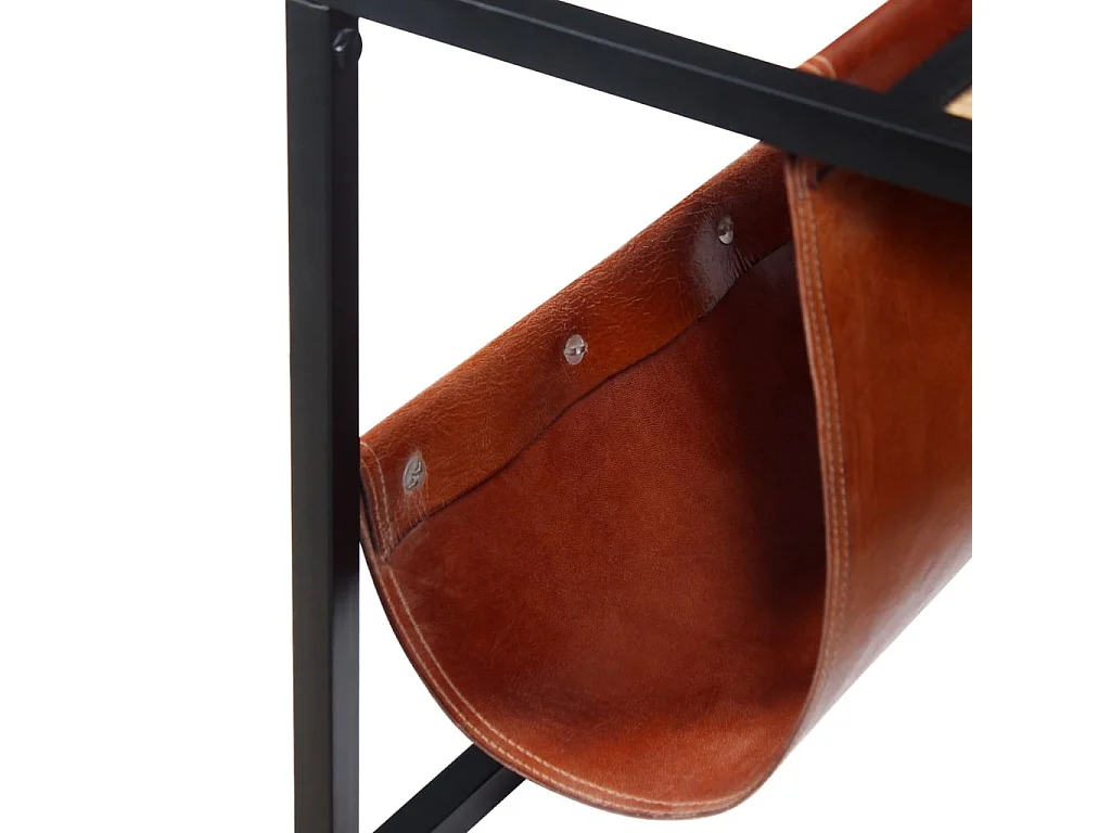 Table basse avec porte-revues Cuir véritable 110x50x45 cm
