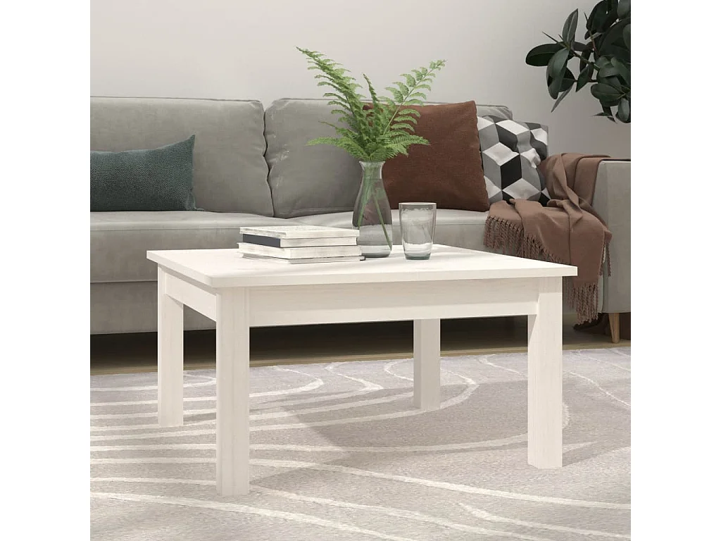 Couchtisch Weiß 55x55x30 cm Massivholz Kiefer
