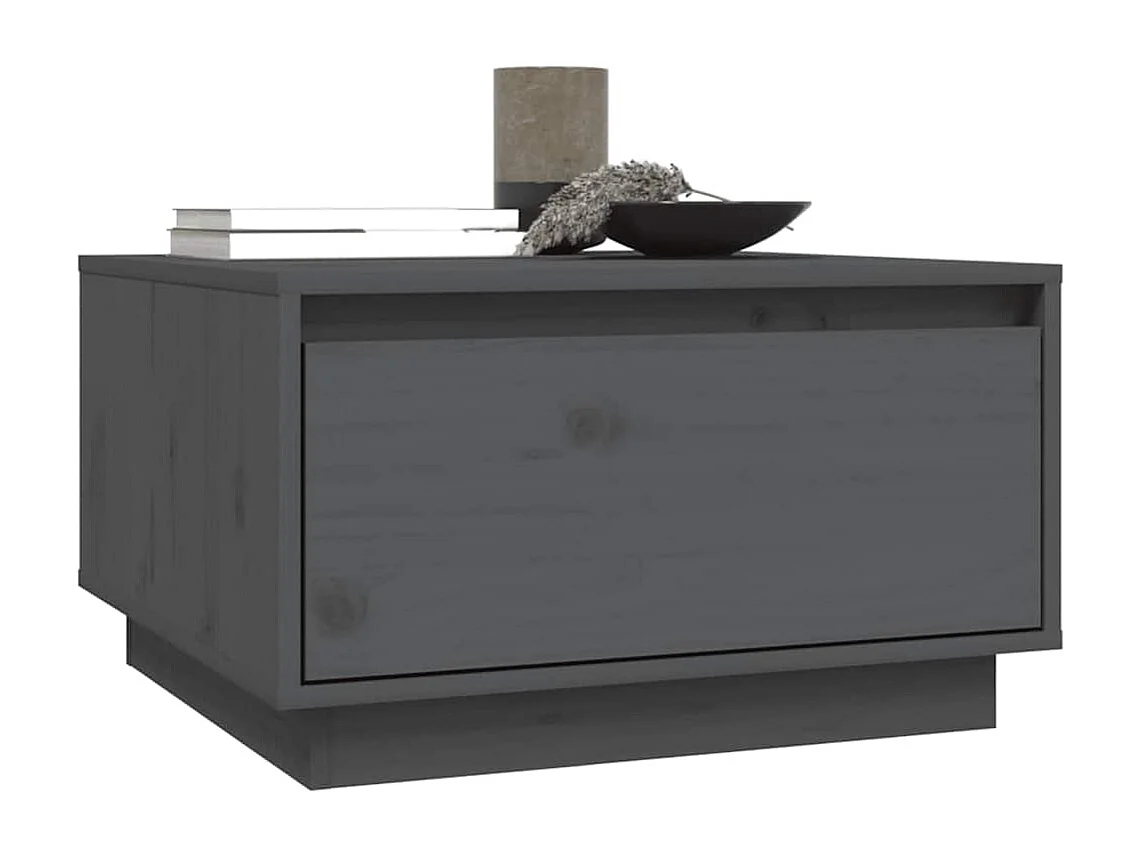 Table basse Gris 55x56x32 cm Bois massif de pin
