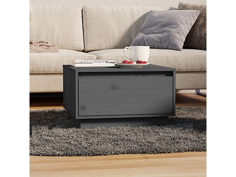 Table basse Gris 55x56x32 cm Bois massif de pin