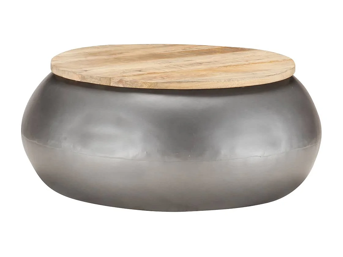 Table basse Gris 68x68x30 cm Bois de manguier solide