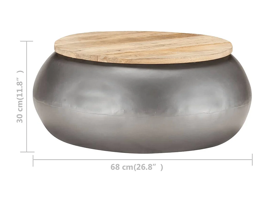 Table basse Gris 68x68x30 cm Bois de manguier solide