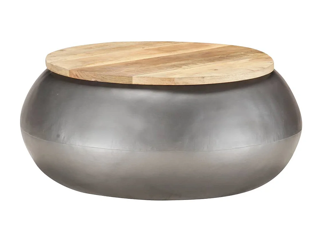 Table basse Gris 68x68x30 cm Bois de manguier solide