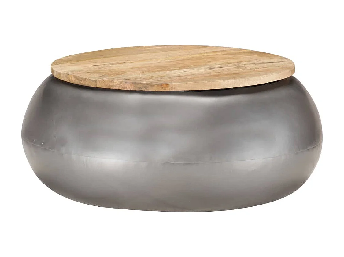 Table basse Gris 68x68x30 cm Bois de manguier solide