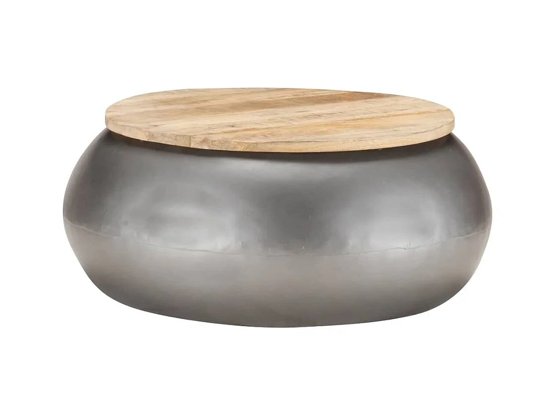Table basse Gris 68x68x30 cm Bois de manguier solide
