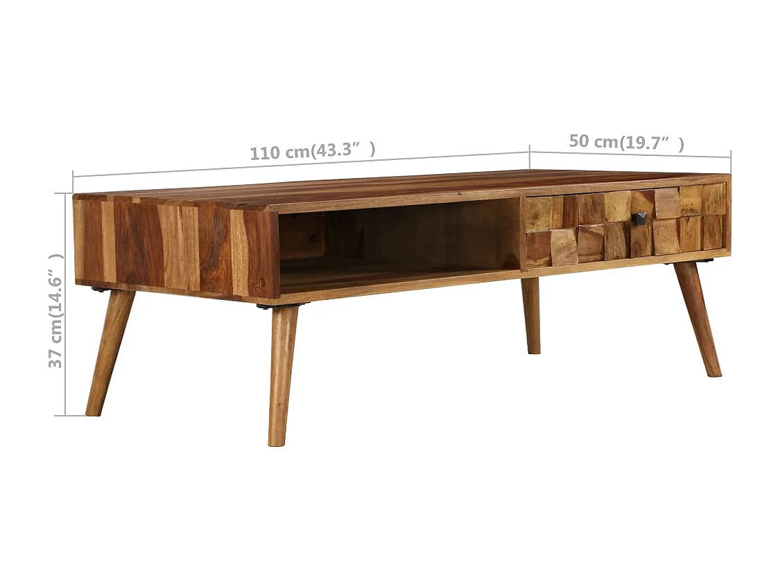 Mesa centro madeira acácia maciça c/ acabam. mel 110x50x37 cm