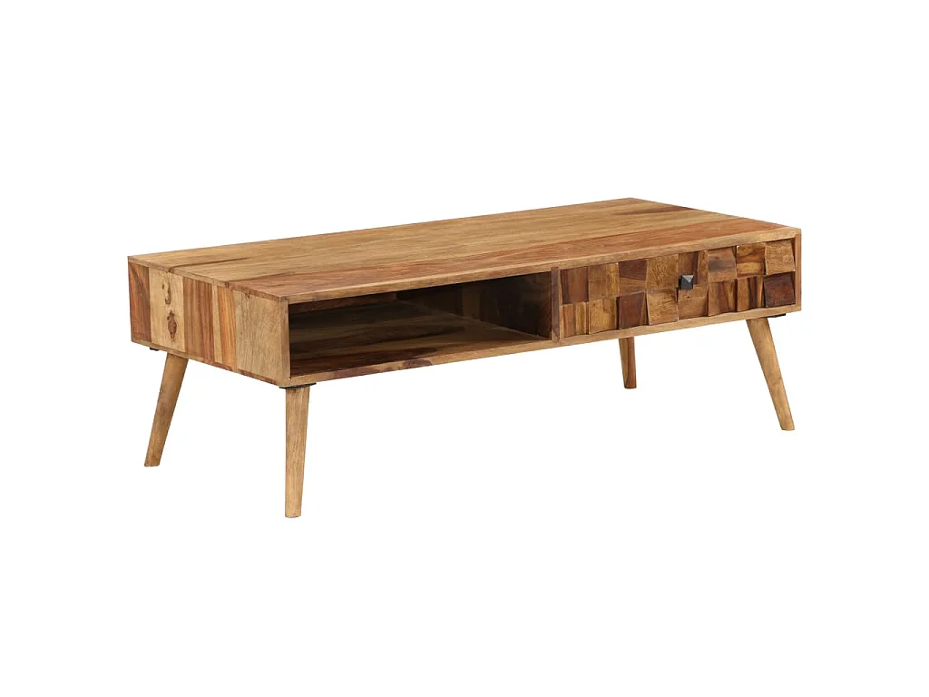 Table basse Bois massif avec finition miel 110x50x37 cm
